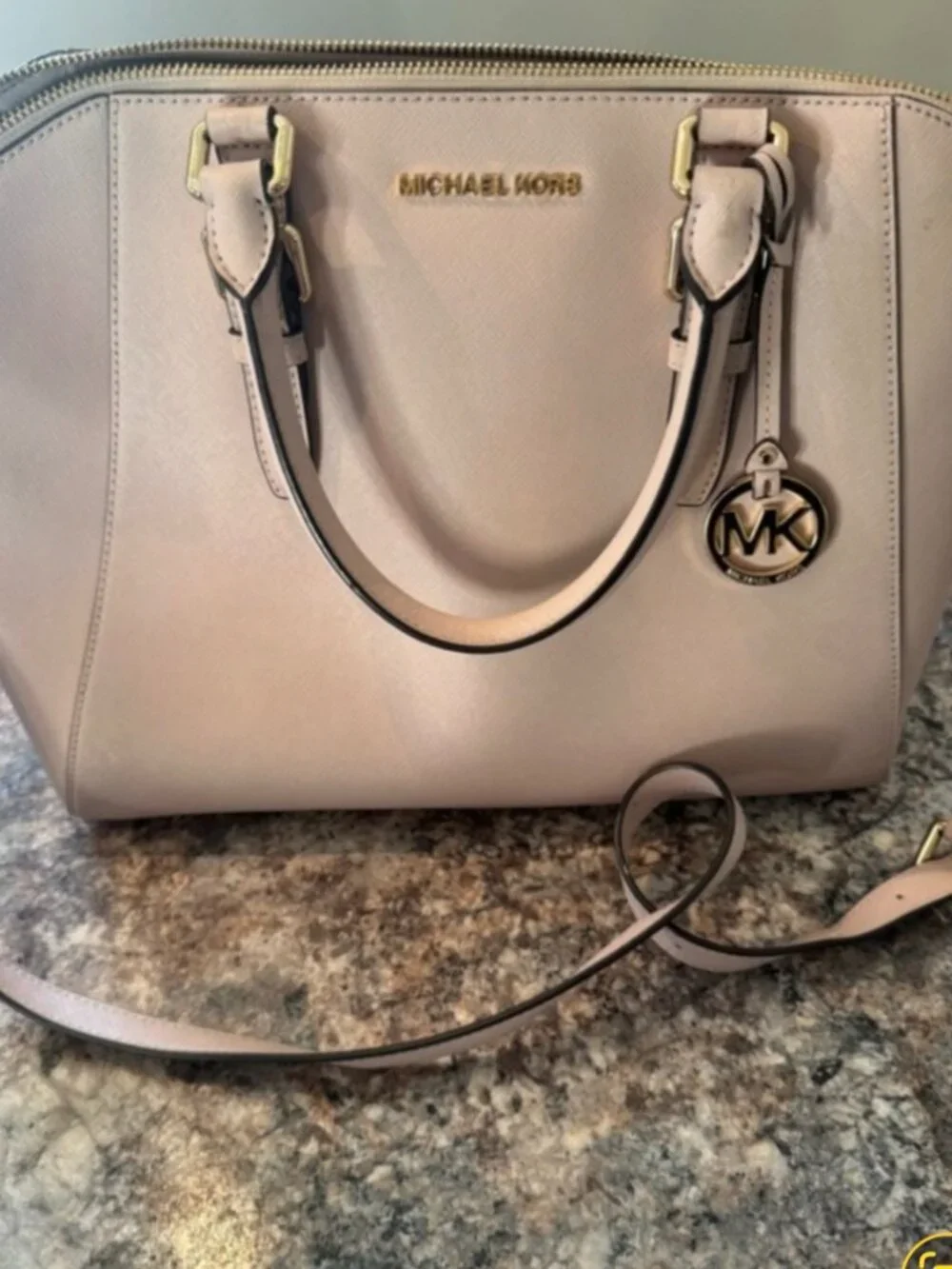 Michael Kors Pale Blush Satchel with MK Charm